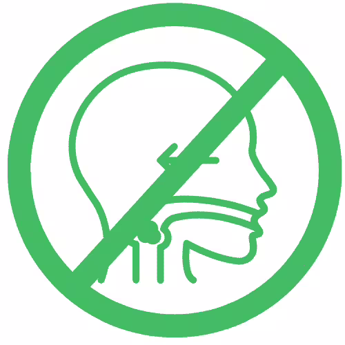 A diagram of someone swallowing behind a prohibited symbol
