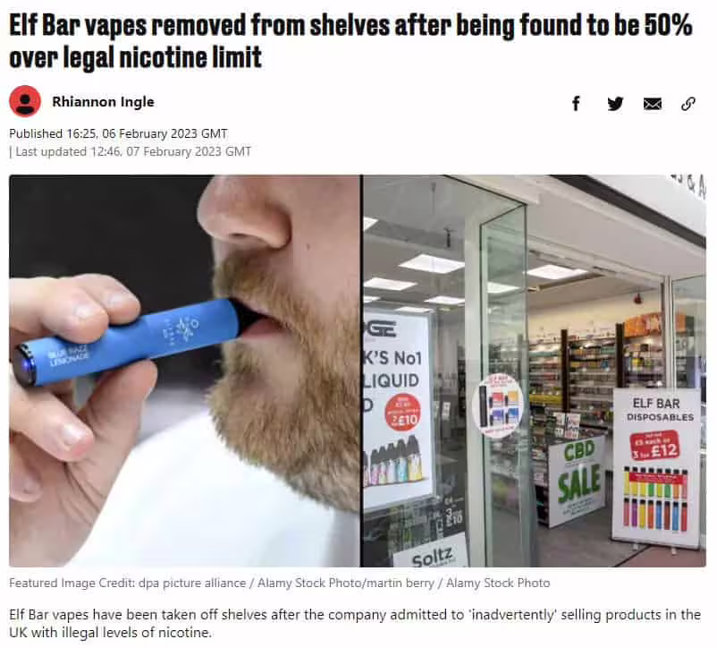 Misinformed LADBible Article about Overfilled Elf Bars