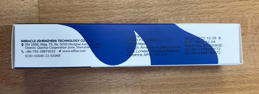 Elf Bar 600 Packaging - Right