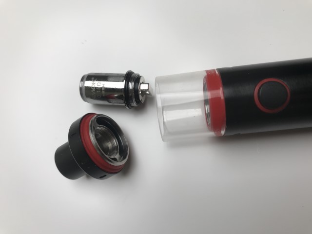 Checking vape coil is properly inserted