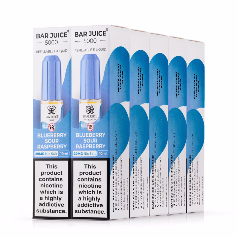Blueberry Sour Raspberry Nic Salt E-Liquid by Bar Juice 5000 - 10 Pack