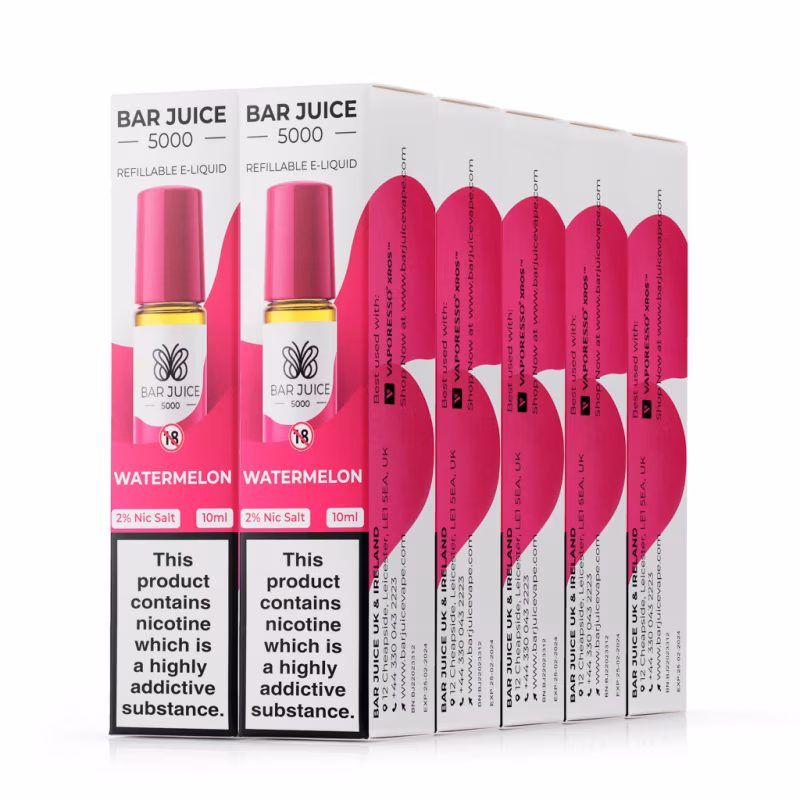 Watermelon Nic Salt E-Liquid by Bar Juice 5000 - 10 Pack