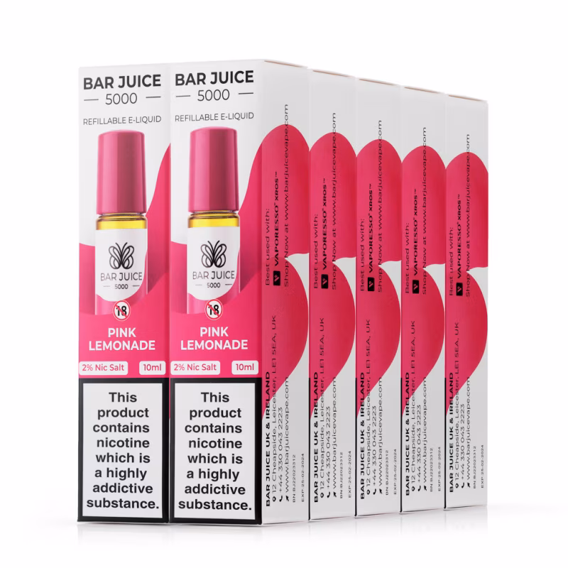 Pink Lemonade Nic Salt E-Liquid by Bar Juice 5000 - 10 Pack