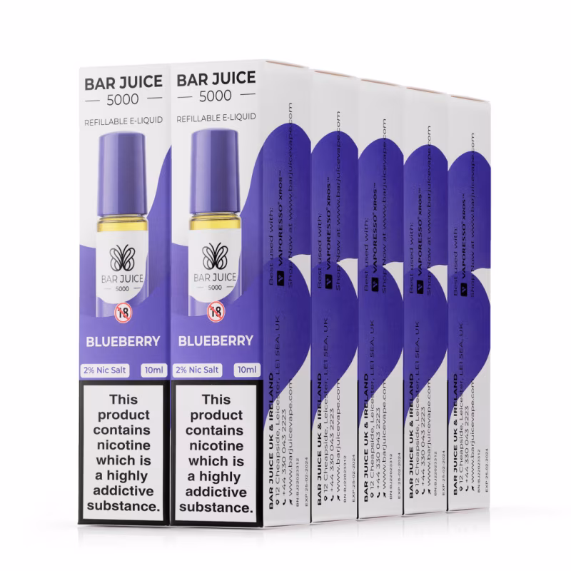 Blueberry Nic Salt E-Liquid by Bar Juice 5000 - 10 Pack