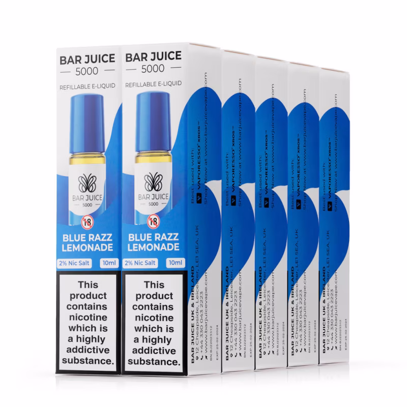Blue Razz Lemonade Nic Salt E-Liquid by Bar Juice 5000 - 10 Pack