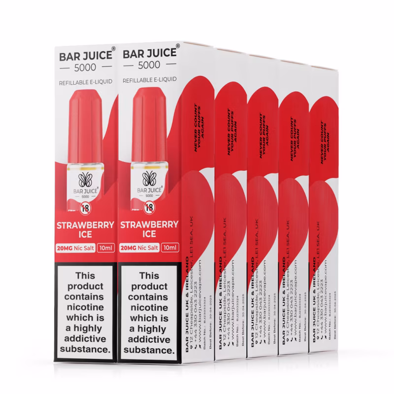 Strawberry Ice Nic Salt E-Liquid by Bar Juice 5000 - 10 Pack