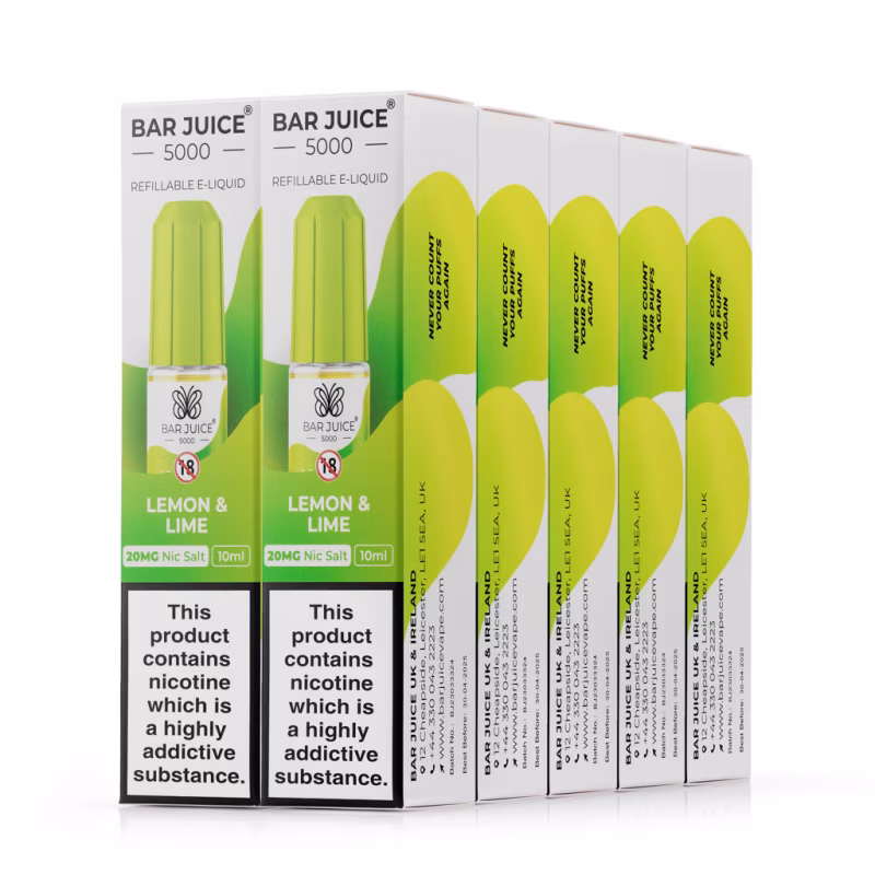 Lemon & Lime Nic Salt E-Liquid by Bar Juice 5000 - 10 Pack