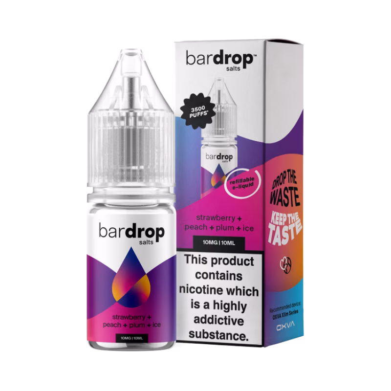 Strawberry Peach Plum Ice Nic Salt E-Liquid by Bar Drop