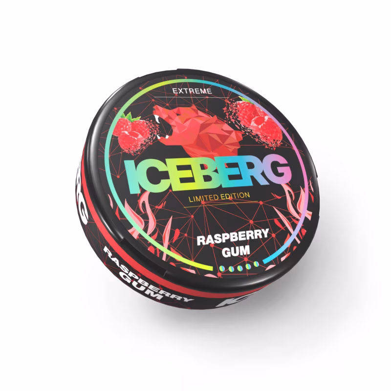 Raspberry Gum Nicotine Pouches by Iceberg