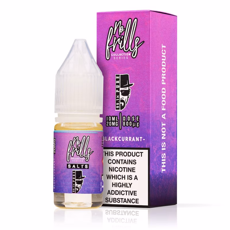 Blackcurrant Nic Salt E-Liquid by No Frills 99.1% Pure