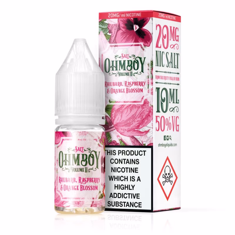 Rhubarb, Raspberry and Orange Blossom Nic Salt E-Liquid by Ohm Boy Volume II