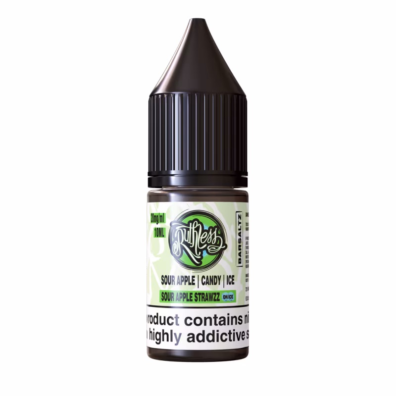 Sour Apple Strawzz On Ice Nic Salt E-Liquid by Ruthless Bar Saltz